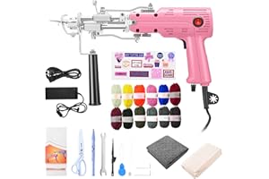 Fancybant Tufting Gun Starter Kit, 2 in 1 Cut and Loop Pile Rug Tufting Gun, Rug Making Kit for Beginners, Rug Tufting Kit with 12 Color Yarn Rolls and Tufting Cloth Backing Cloth Tools Kit - Pink