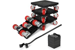 Nellyke Furniture Movers Dolly Furniture Movers with Wheels, 5 Wheels Small Flat Dolly, 400 Lbs Capacity, Black