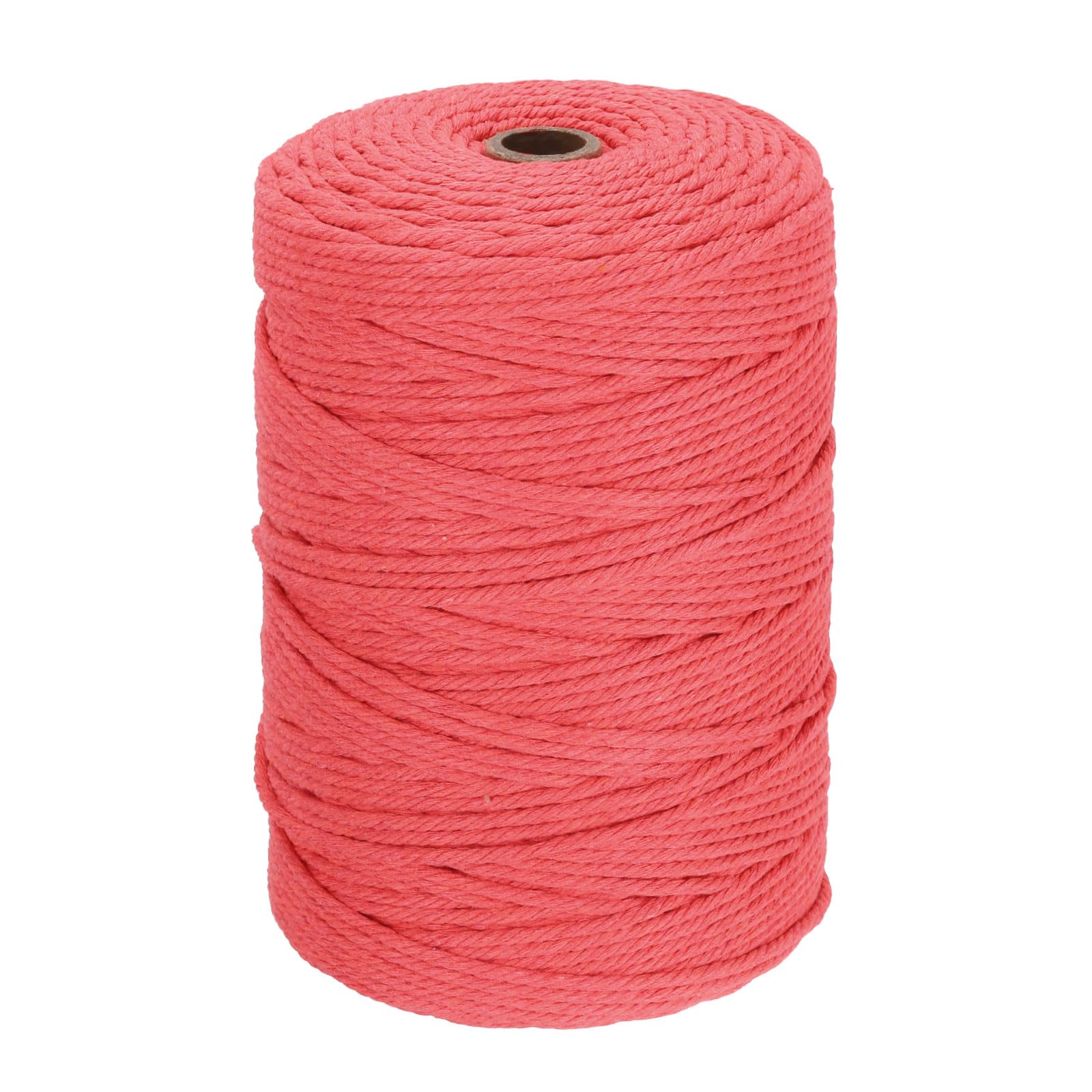 DMiotech 3mm x 300M (328 Yard) Watermelon Red Natural Cotton Macrame Rope, Wall Hanging Handmade Single Strands Twisted Macrame Cotton Cord for Plant Hangers, Gift Wrapping Wedding