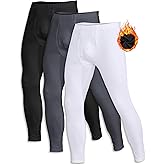 ZUTY 3 Pack Long Johns for Men Thermal Underwear Bottom Fleece Lined Pant Men's Leggings Base Layer for Cold Weather