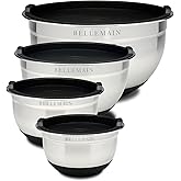 Stainless Steel Mixing Bowls with Lids Set – Large, Durable, Airtight Kitchen Bowls for Food Prep, Baking, Salad, and Storage (4 piece set)