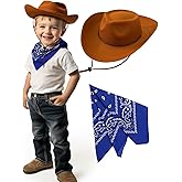 SeptCity Toddler Cowboy Hat and Bandana, Cowgirl Costume Set for Boys and Girls
