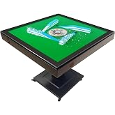 HUANGZHE Foldable Automatic Mahjong Table, Free Set of 2 42mm Tiles | Designed for American Players.USB Charging.Foldable Design.Quiet Operation.Built-in Cup Holder Design