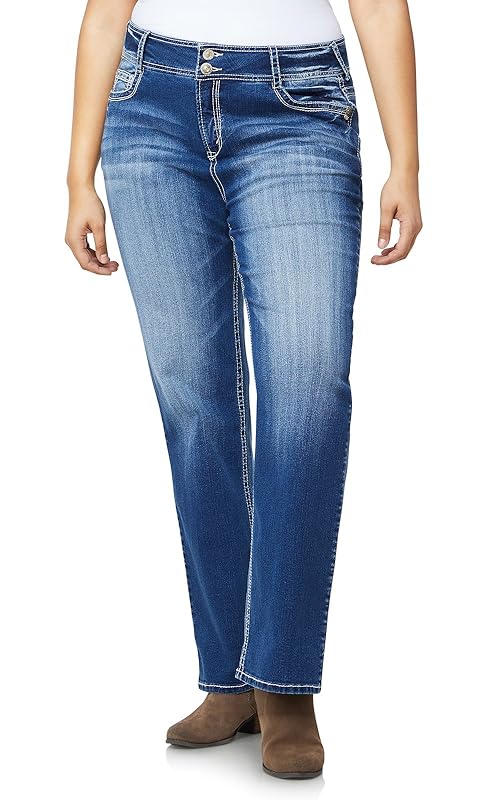WallFlower Women's Luscious Curvy Bootcut Mid-Rise Insta Stretch Juniors Jeans (Standard and Plus, Jenna, 20 Plus