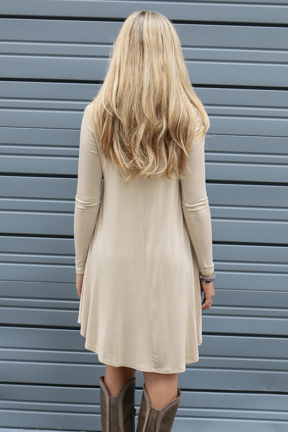 DEARCASE Women's Long Sleeve Casual Loose T-Shirt Dress at  Women’s Clothing store