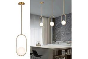 SeeU Modern Pendant Lighting Gold Globe Pendant Light Fixture,Mid Century Chandelier One Light Hanging Fixture for Kitchen Island,Adjustable Length Indoor Lighting for Dinning Room Bedroom