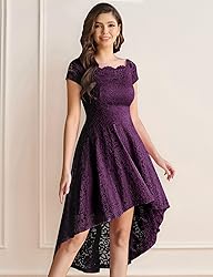 Dressystar Women's Lace Cocktail Dress Hi-Lo Off