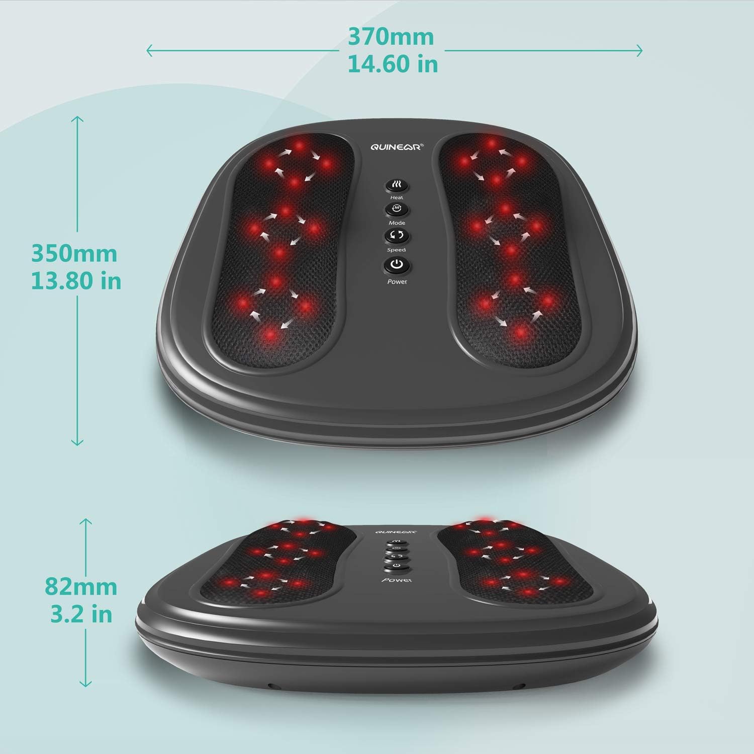 QUINEAR Foot and Back Massager with Infrared Heat, Shiatsu Kneading Feet Massage Machine Relieve Plantar Fasciitis Pain, Improve Circulation - 2 Speed & 2 Modes Fit All Size Feet: Health & Personal Care