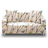 Lamberia Printed Sofa Cover Stretch Couch Cover Sofa Slipcovers for Couches and Loveseats with Two Free Pillow Case (Beige, Loveseat)
