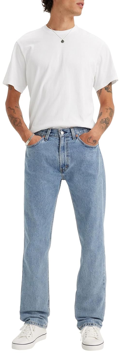 Levi's Men's 505 Regular Fit Jeans (Also Available in Big & Tall), Light Stonewash, 42W x 30L