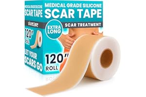 VIVE CARE ViveCare Silicone Scar Sheets Tape (1.6" x 120" Roll) – Medical Grade Silicone Scar Tape for Surgical Scars, C Section, Keloid & Hypertrophic Scars – Waterproof, Reusable, Adhesive Scar Treatment Roll