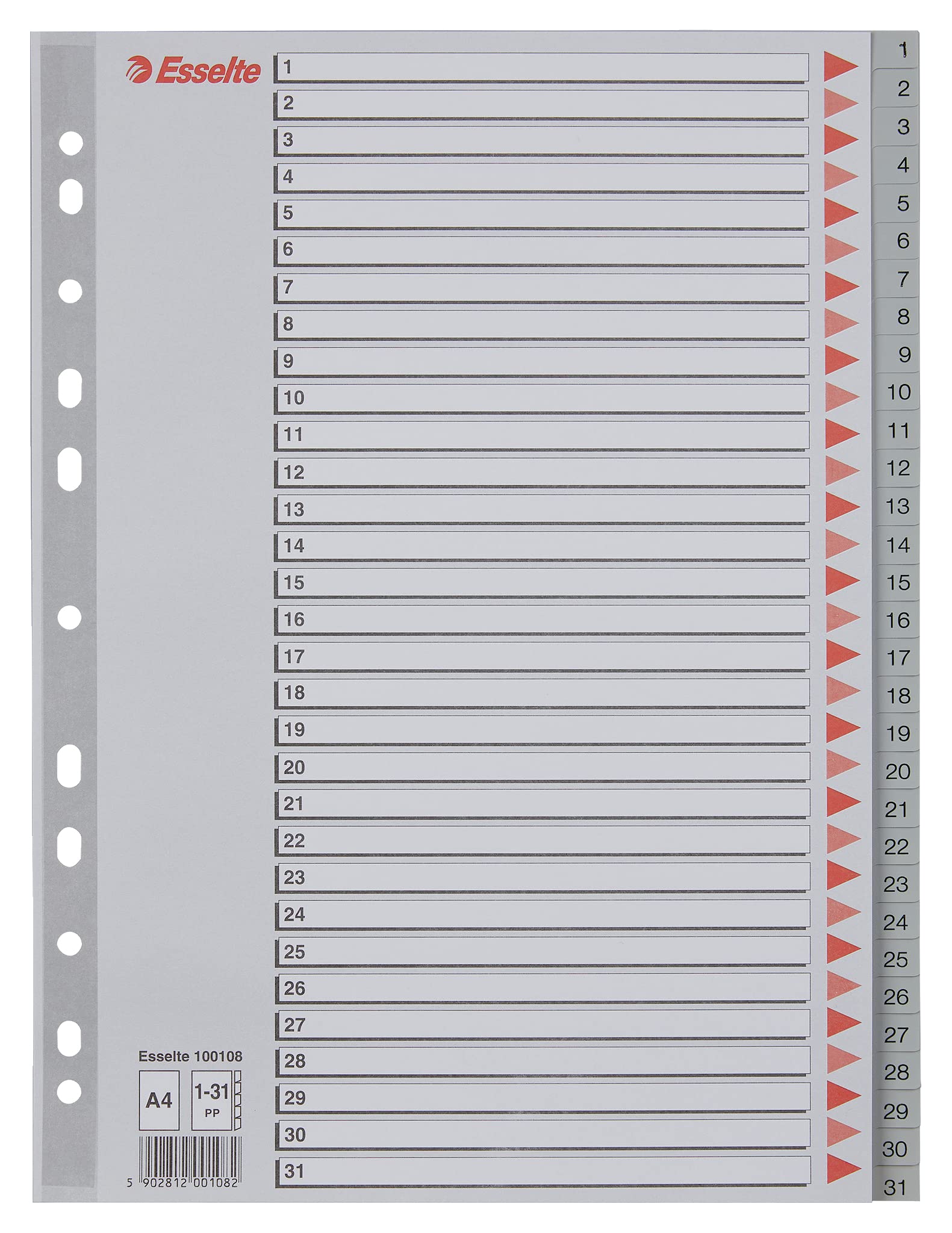 Esselte A4 31 Positions Index Polypropylene with Cover