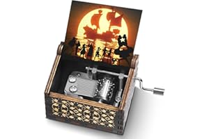Jupswan Anime Wooden Music Box for Friend - Hand Crank Engraved Musical Box Vintage Mechanism Small Personalized Gifts for Women Girlfriend Boyfriend Wife Son On Birthday