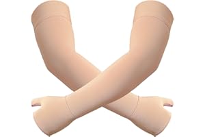 KONSEDIK Medical Compression Arm Sleeve with Silicone Dot&Gauntlet for Women Men,20-30 mmHg Graduated Compression Full Arm Support for Edema,Post Surgery Recovery,Swelling,Pain Relief(Large,Pair)
