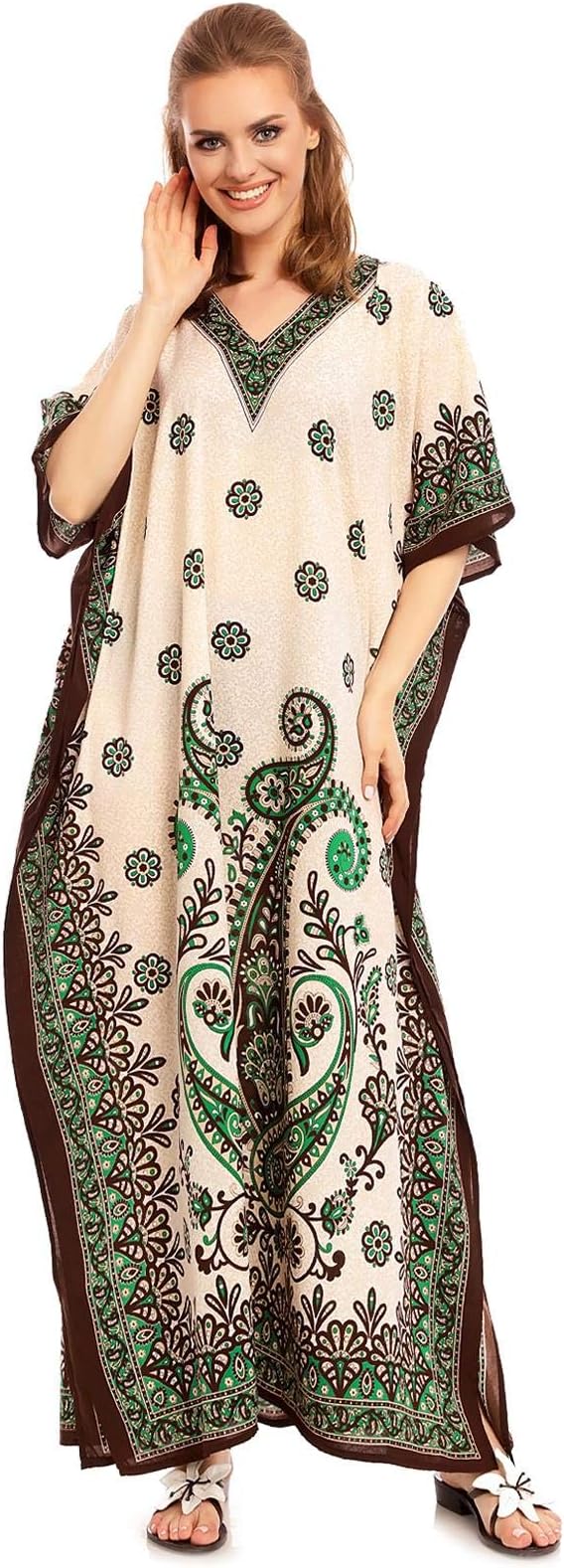 New Ladies Oversized Maxi Kimono Kaftan Tunic Kaftan Dress Free Size