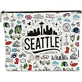 NBIAN Seattle Themed Makeup Bag - Seattle Souvenirs Gift for Women, Best Friend, Sister - Travel Friendly Cosmetic Bag, Birthday Christmas Gifts