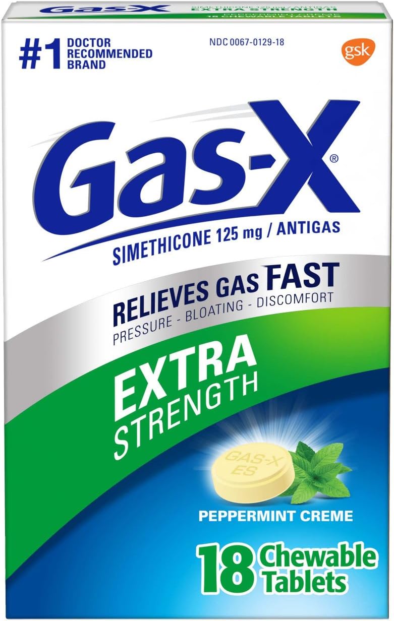 Gas-X Chewables Extra Strength Peppermint Creme 18 ea (Pack of 5): Health & Personal Care