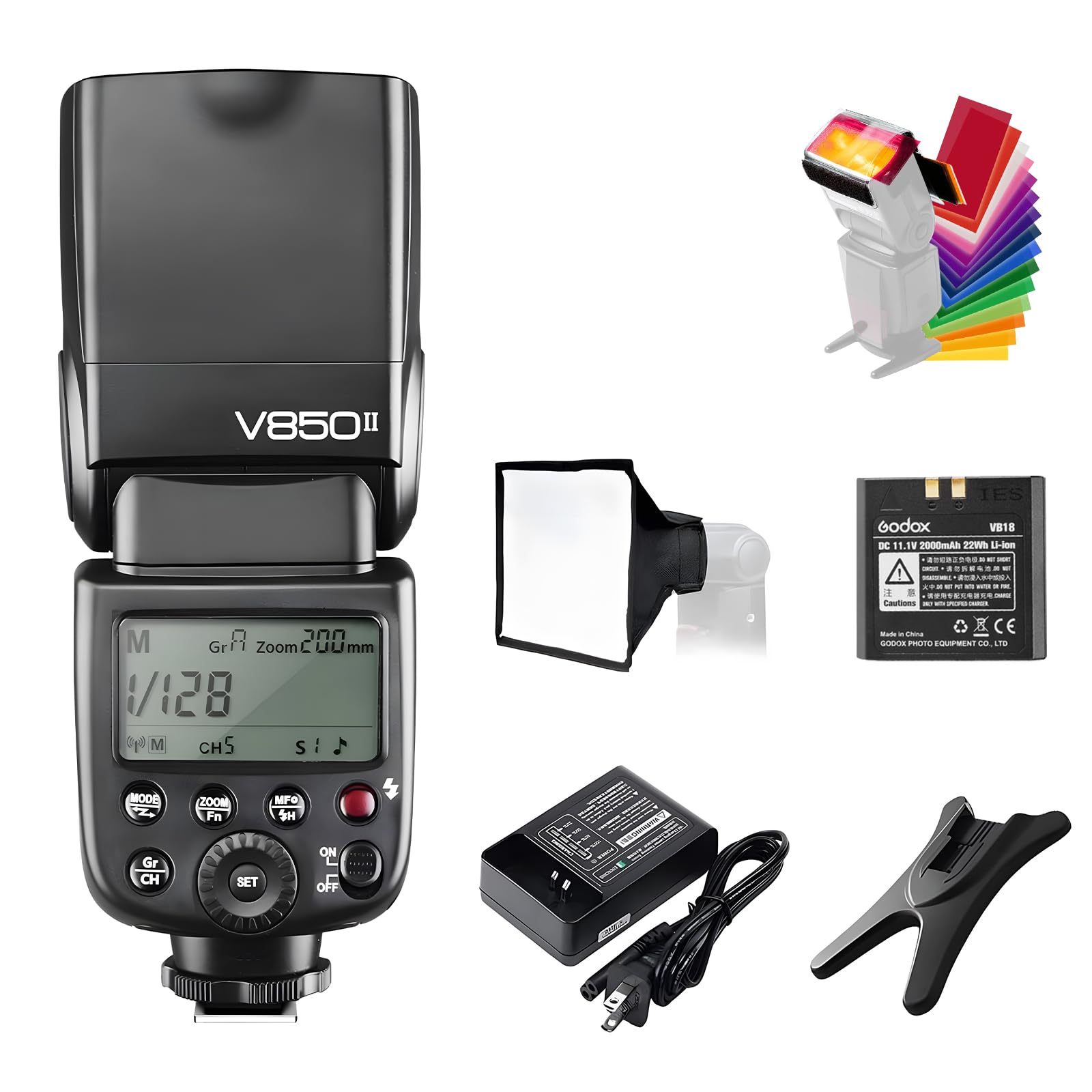 Godox V850II Kit Flash Speedlite Con Batteria Al Litio – GN60, 2.4G Wireless, HSS 1/8000s, Ricarica 1.5s, 650 Scatti, Compatibile Canon Nikon Sony Pentax Fuji Olympus Panasonic