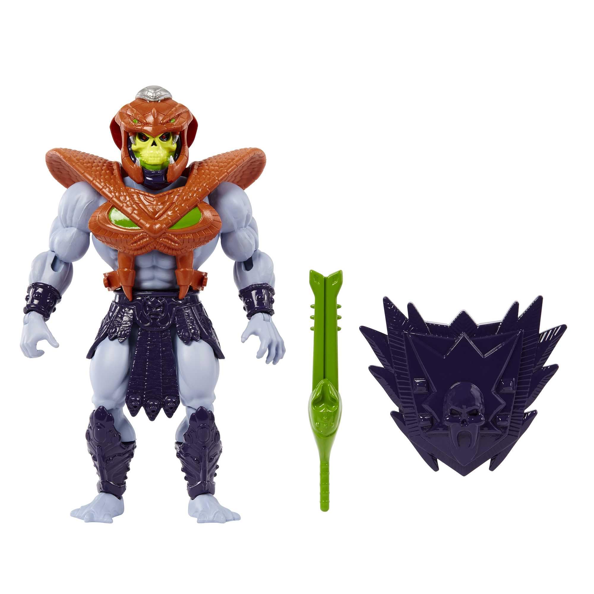 Masters of the Universe Origins Action Figure, Rise of Snake Men Snake Armor Skeletor, Articulated Collectible MOTU Toy with Accessory and Mini Comic, HKM68