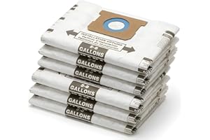 6 Pack Shop Vac Bags 5-8 Gallon Compatible with Shop-Vac Vacuum Type E 9066100 90661 906-61,Type H 90671 9067100 9067133; VF2