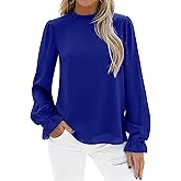 CFLONGE Women's Blouse Ruffle Long Sleeve Tops for Women Trendy 2025 Fall Fashion Shirts Business Work Tunic Going Out Tops