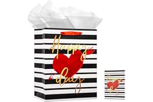 FaCraft Valentines Gift Bags with Handles 13" Large Valentines Day Gift Bag for Boyfriend Kids Happy Day Gift Bag with Tissue Paper for Her Him Men Wife Anniversary Weddings Bridal Shower Gift Bag