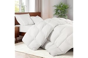 THX9ZRNM 75% Canadian Goose Down Comforter Queen Size, Ultra Soft 100% Cotton Fabric, 850 Fill Power All Season Duvet Insert, Hotel Luxury Bedding Comforters (White,90"x90")