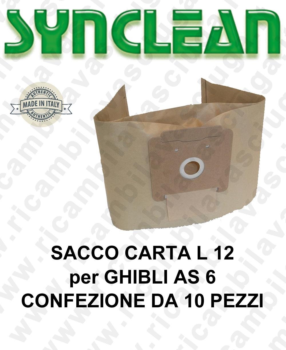 Pulizia pavimenti SACCO Sacchetti CARTA litri 12 per aspirapolvere GHIBLI  mod AS 6 confezione da 10 pezzi farmaki.gr