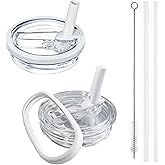 Aooiiysd 2 Pack Stanley Lid Replacement 40 oz, with Leak Proof and Flip Straw Lid, Stanley Cup Accessories, for Stanley Quencher H2.0 40 oz Tumbler (Only), BPA Free (Milk White)