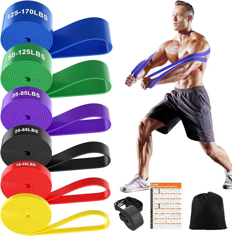 Fokky Resistance Bands Set 6 Levels with Door Anchor for Full Body Workout