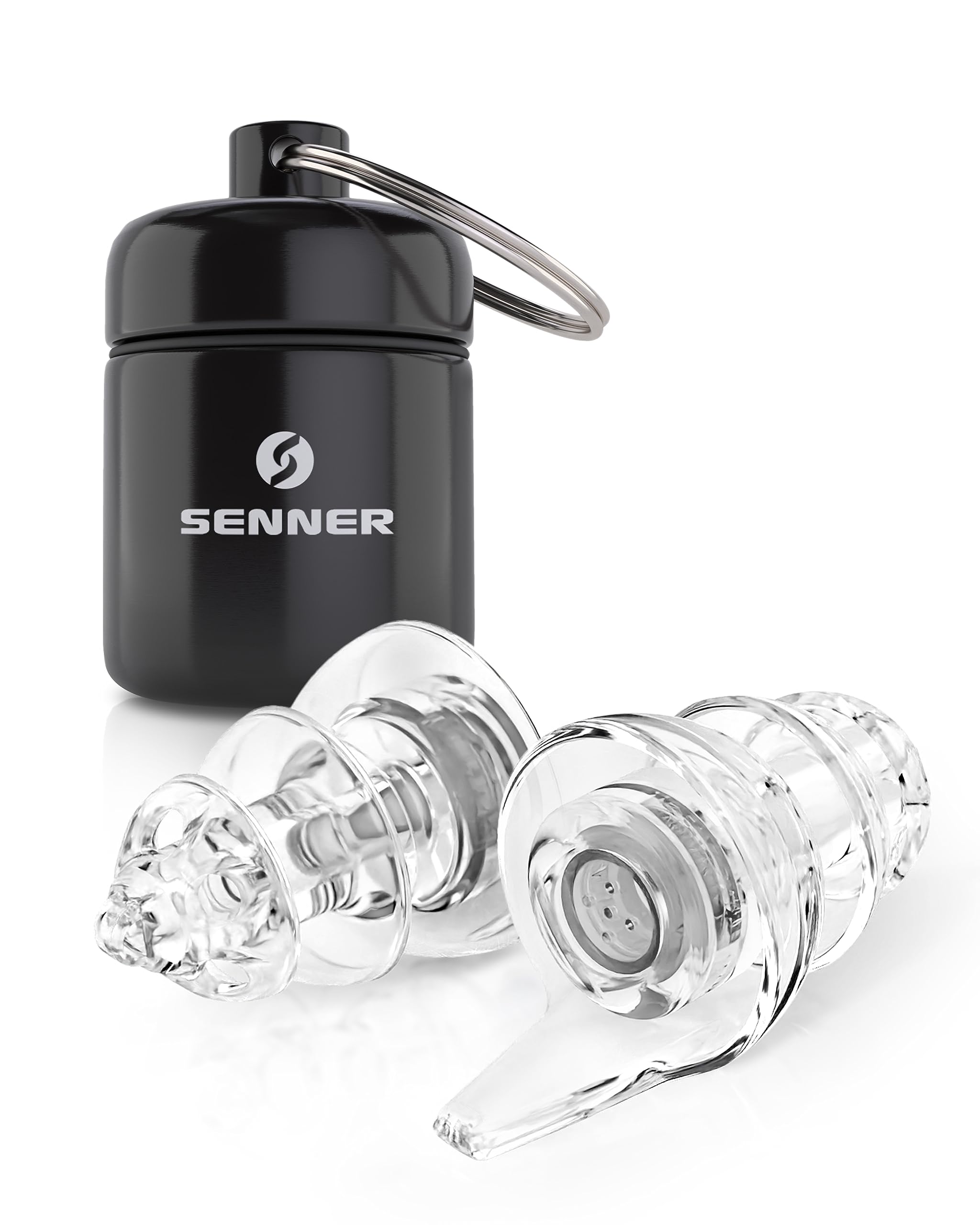 Senner ® PartyPro | Earplugs for Music & Musicians - Ear Protection for Festivals, Concerts, Parties, and Clubs - Transparent Party Ear Plugs with 18 dB Noise Reduction - Includes Aluminum Case