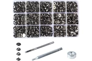 INNETOC 100 Sets - 12mm(1/2") Metal Line 20 Gunmetal Black Plated Steel Snaps Fastener Leather Rapid Rivet Button Sewing with Seting Tool (12mm, Gun Black)