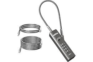 Vazioyar Cable Locks with Combination,Bicycle Lock, Suitcases Lock,Comes with 3 Different Lengths of Cables, Reconfigurable 4-Digit Password Lock,Zinc Alloy Reinforced Lock Body (Gun-Grey)