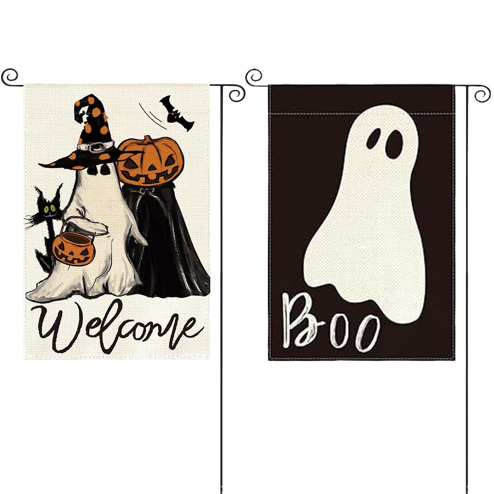 TYXHXTF 2 Pcs Halloween Garden Flag, 45 * 30cm Double Sided Garden Flag Spooky Cat Pumpkin Halloween Pumpkin Garden Flag for Yard Garden Outdoor Indoor