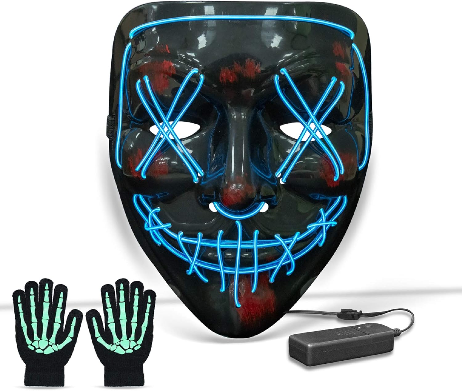 Halloween Mask LED Scary Mask with Light Up Hand Gloves Halloween Decor
