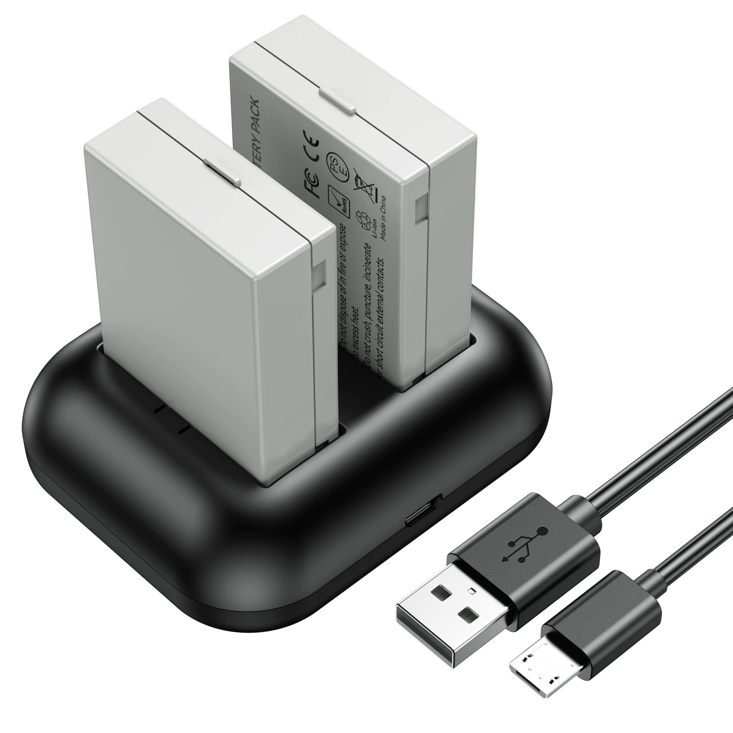 ENEGON LP-E8 Battery and Dual Rapid Charger for Canon EOS 550D, 600D, 650D, 700D, Rebel T2i, T3i, T4i, T5,Kiss X4, X5, X6, X6i, X7i, LC-E8E Digital SLR Camera.