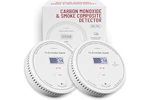 ABORNI 2-Pack 10 Year Battery Smoke and Carbon Monoxide Detector with Digital Display, 85dB Alarm, Battery-Powered, Easy Setup for Home, RV, Camper – Protect Your Family & Get Peace of Mind