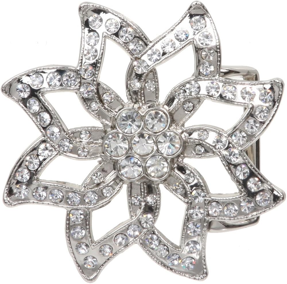 Amazon.com: Cut Out Rhinestone Perforated Flower Belt Buckle: Clothing