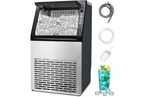 DOLLARDASH Commercial Ice Machine,100LBS/Day Stainless Steel Freestanding Large Ice Maker,36 Cubes in 11Mins,24H Timer,Self-Cleaning, Ideal for Restaurant, Bars, Home and Offices