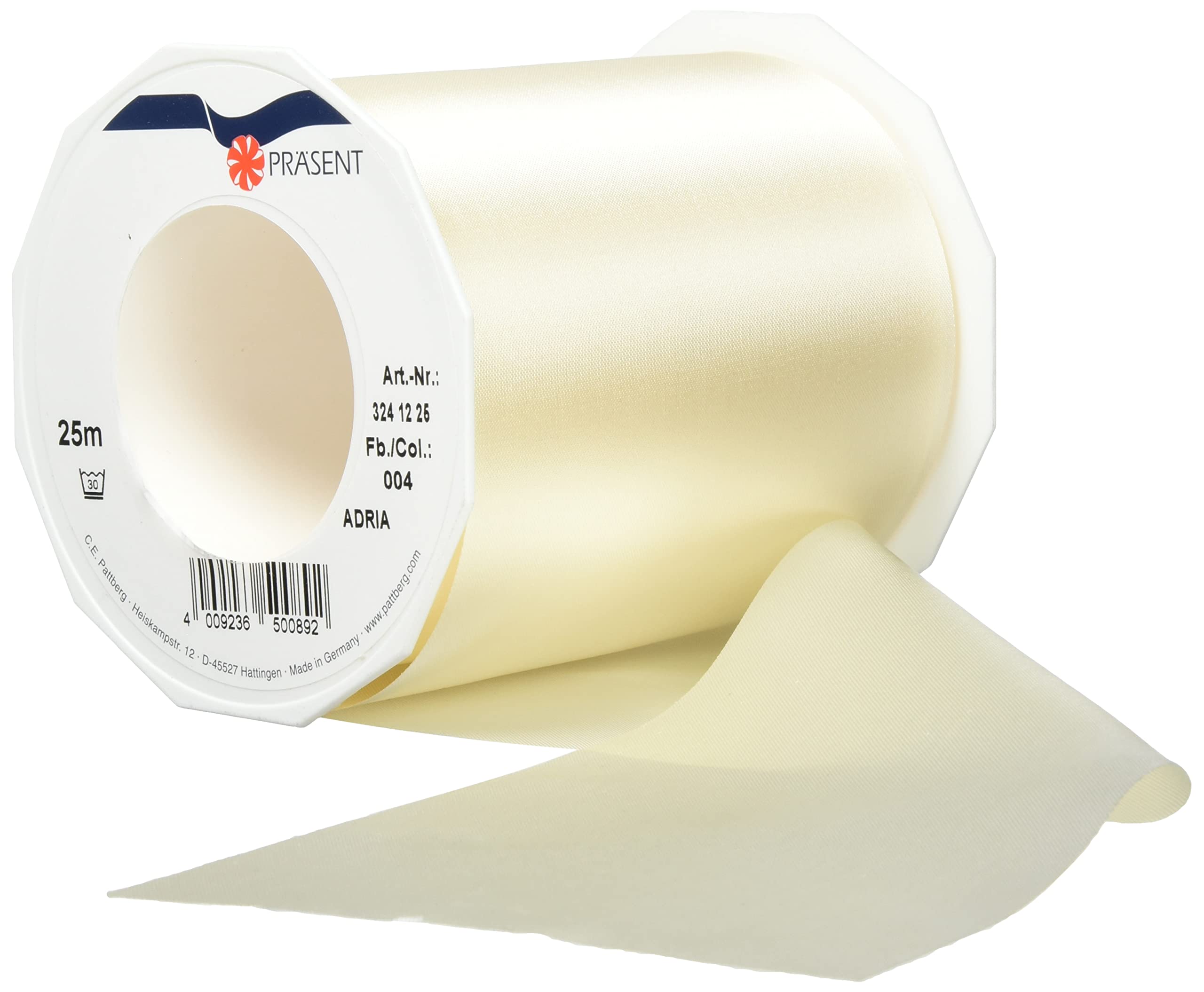 PRÄSENT - Adria Satin Ribbon Cream 112 mm width, 25 m length — image 1