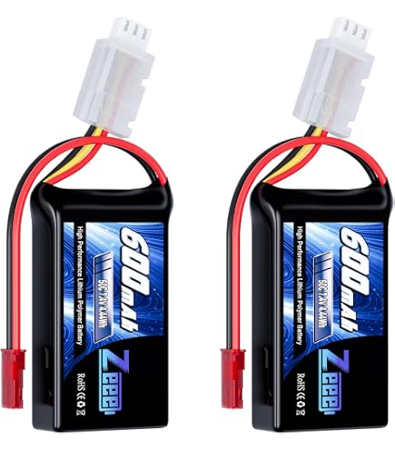 Batería Lipo 7.4V 500mAh 30C Con Cargador 2 En 1 – Conector JST-2P Para Coches RC, Drones Y Helicópteros