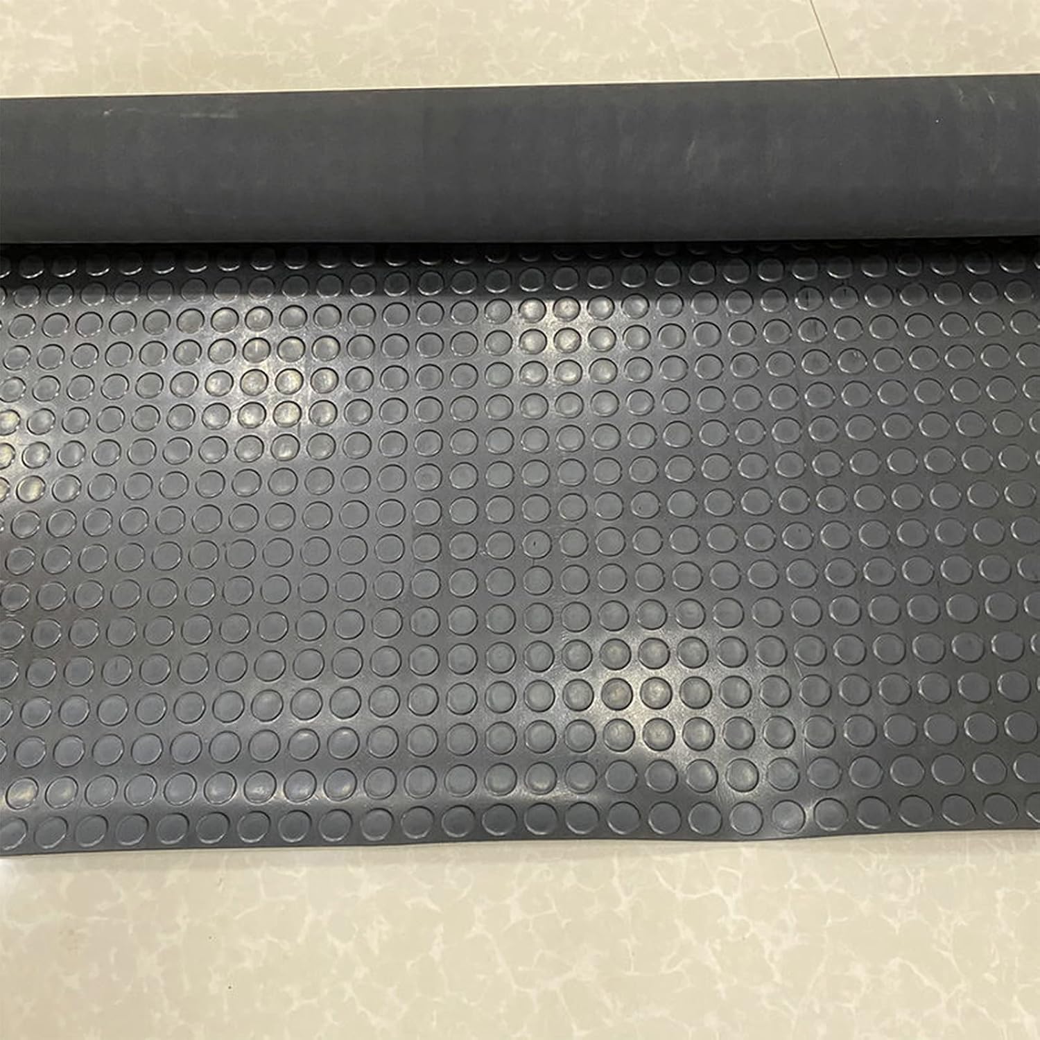 Garage Rubber Floor Mat, Grade 65A, 4 × 8 Ft by 1/8" Heavey Duty Coin-Grip Rubber Flooring Rolls, Anti Slip Rubber Floor Protector Mat for Applicable Anywhere - - 