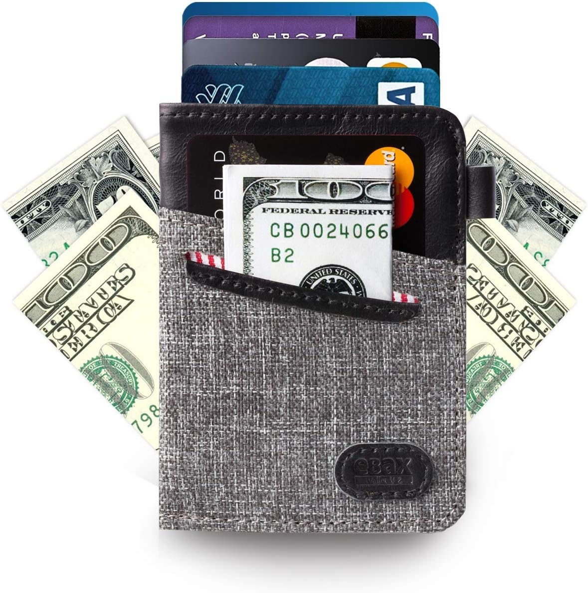 Minimalist Slim Wallet- Front Pocket Credit Card Holder with Cash & Key
