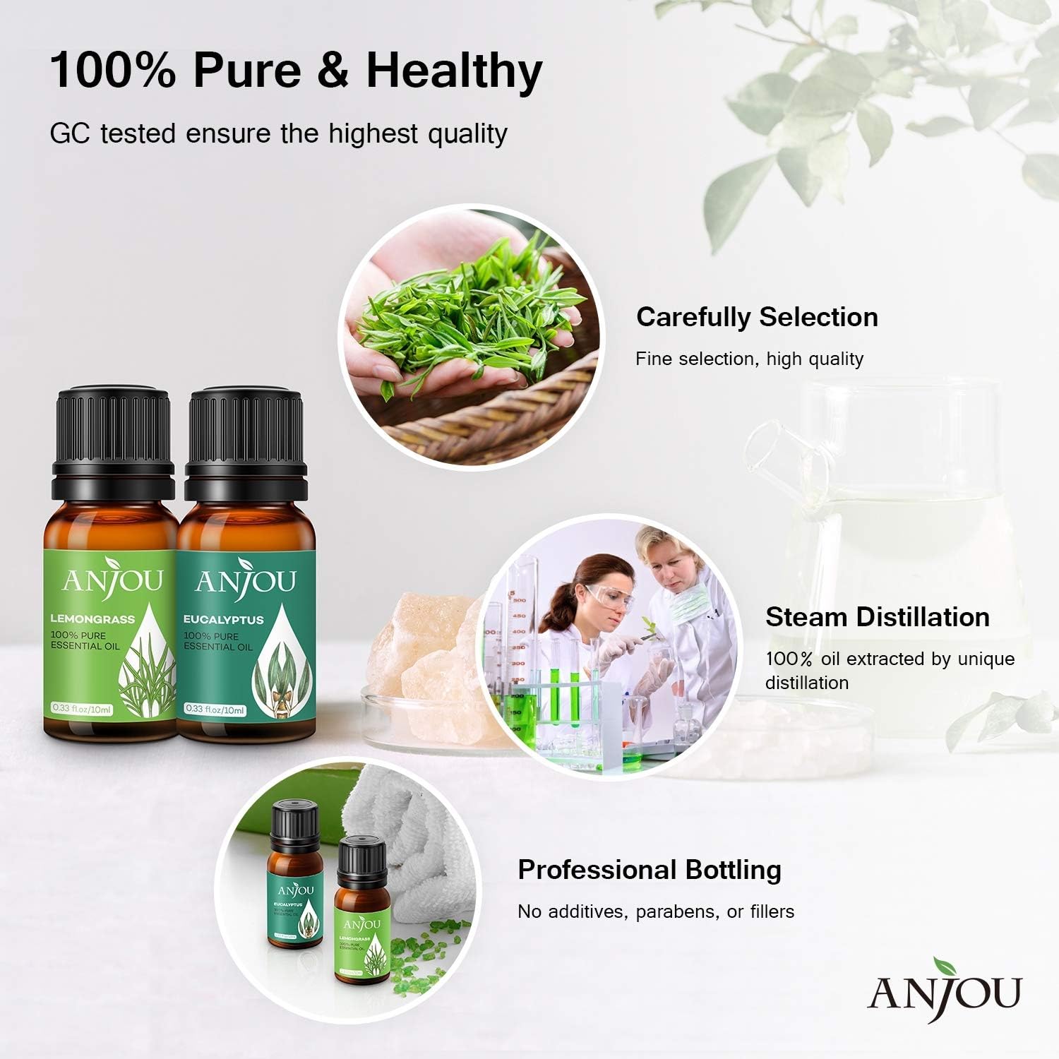 Essential Oils Set - Anjou 14 x10ml Aromatherapy Essential Oil Large Pure & Therapeutic Grade for Diffuser, Humidifier, Massage, Skin Hair Care Air Freshener Incl.Peppermint Eucalyptus Tea Tree: Health & Personal Care