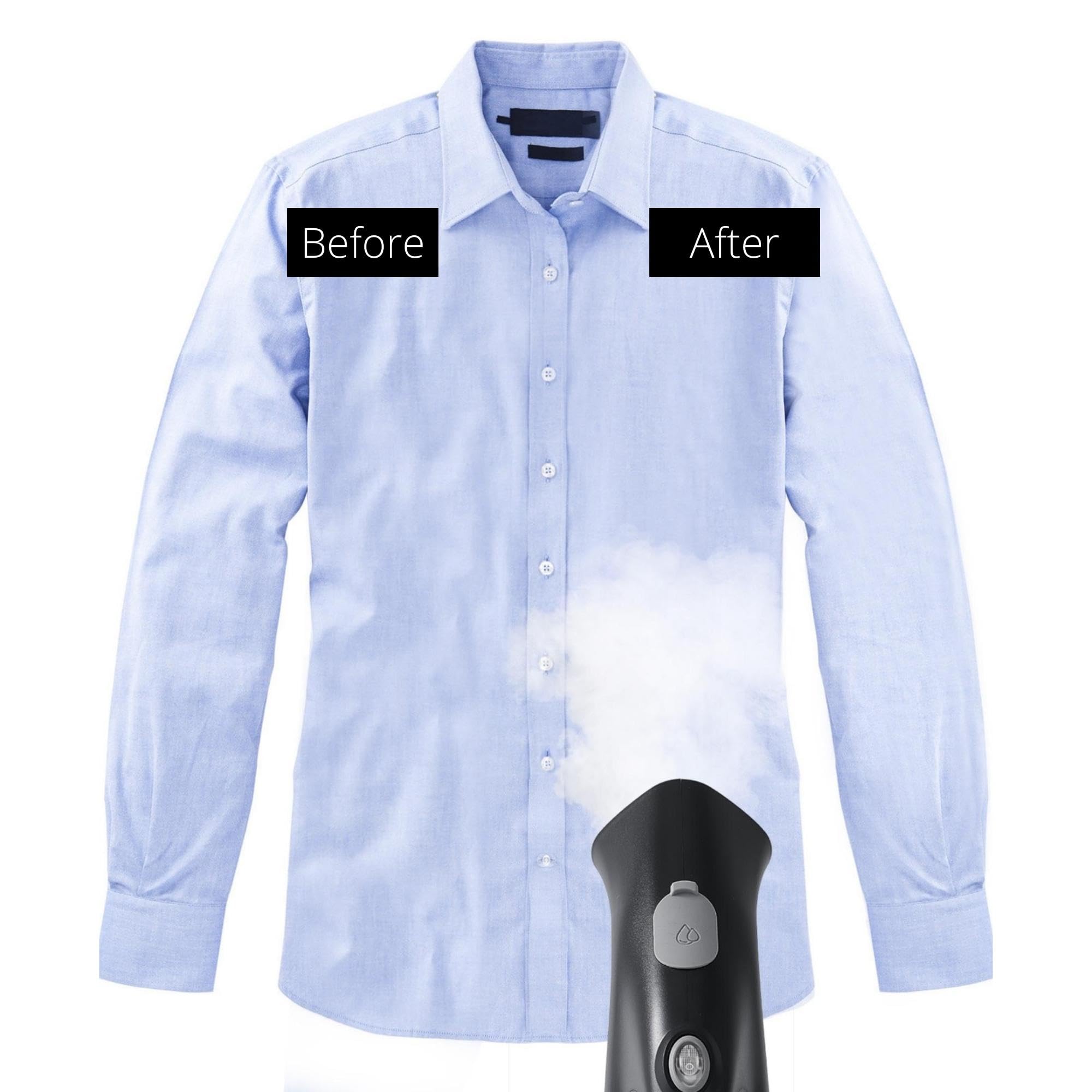 True & Tidy® Steamer for Clothes, Portable Handheld Garment Fabric Wrinkles Remover, Auto-Off, 800 watts of steam, Stainless Steel Steam Plate, Black