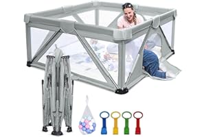 Baby Playpen Foldable, Heyo.Ja Large Play Yard, Playpen for Babies and Toddlers, Play Pens for Babies and Toddlers with Gate,