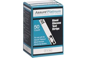 Assure Platinum Blood Glucose Test Strips – No Coding Required, 0.5 Microliter Sample, Accurate & Fast 7-Second Results, Compatible with Assure Platinum Blood Glucose Meter, 50 Count