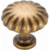 BEROSSA Antique Brass Cabinet Knobs Round Cabinet Pulls 10 Pack 2510 | Vintage Brass Drawer Knobs, French Style, Comfort Grip, Single Hole Kitchen Cabinet Handles, for Dressers Cupboards Bathroom