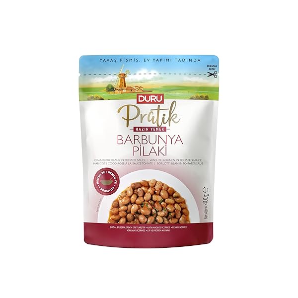 DURU CRANBERRY BEANS IN TOMATO SAUCE, 14,1 OUNCES, OPEN AND EAT, 100% NATURAL, BPA FREE, NO TRANS FAT, NON-GMO, NO PRESERVATIVES & ARTIFICIAL COLOR