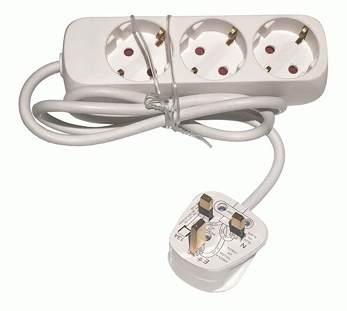 UK Euro Travel Adapter Adapter Verlängerungskabel 3 Wege Schuko Typ G Steckdosen mit UK-Stecker